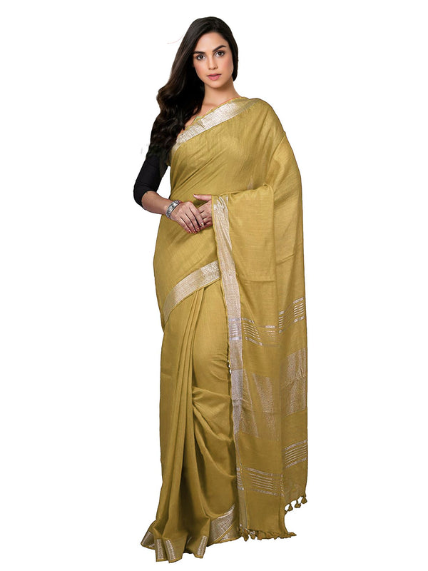 Bhagalpuri women's Handloom Linen Cotton Ethnic Wear Saree With Running Unstitched Blouse Piece