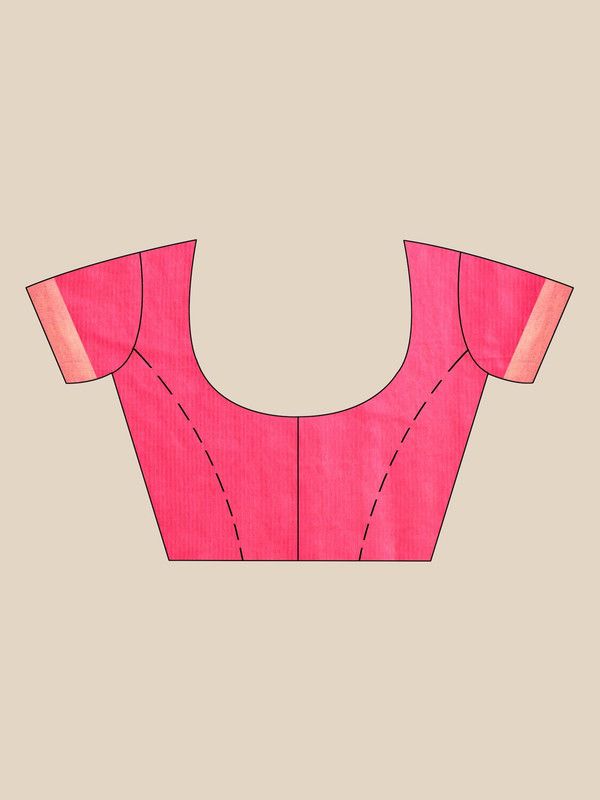 Handloom Tussar Munga Silk Two Dye Handloom Blend Saree (Kelly_Green & Cerise_Pink) - View 6