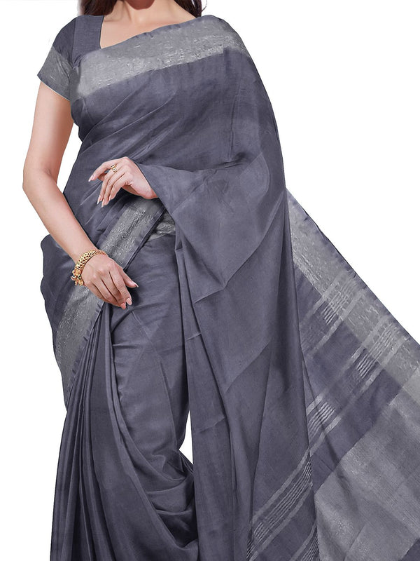 Grey & Yellow women's Bhagalpuri Handloom Cotton-Linen Blend Saree Combo (Pack Of 2) With Running Unstitched Blouse Piece - View 5