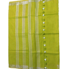 Pear Green women's Bhagalpuri Linen Saree With Blouse Piece - View 4