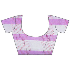 Fushia Pink women's Bhagalpuri Kota Doria Silk Semi Transparent Saree With Unstiched Blouse Piece - View 3