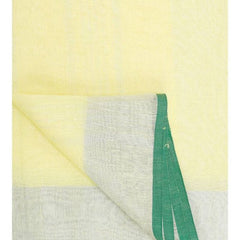 Linen Cotton Blend Contrast Handloom Bhagalpuri Saree (Lime_Yellow-Green) - View 5