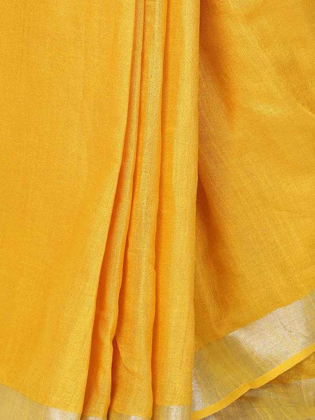 Bhagalpuri Handloom Linen Blend Saree And Variation Of Colors With Running Unstiched Blouse Piece - View 4