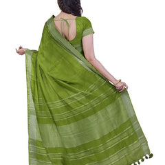 French Violet & Green women's Bhagalpuri Handloom Cotton-Linen Blend Saree Combo (Pack Of 2) With Running Unstiched Blouse Piece - View 7
