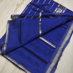 Cotton Handloom Mangalagiri Silk Saree with Temple Border (100208 Egyptian_Blue) - View 2