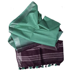 Japanese Violet & Tiffany Cyan Bhagalpuri Handloom women's Ethnic Wear Cotton Slub Blend Two Dye Saree With Running Unstitched Blouse Piece - View 7