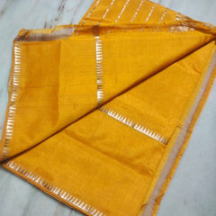 Cotton Handloom Mangalagiri Silk Saree with Temple Border (100211 Gamoge_Yellow)