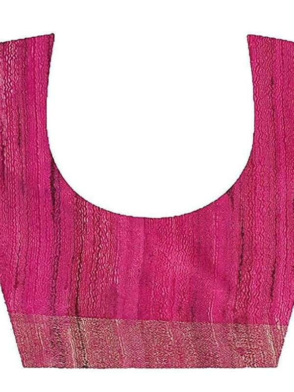 Tusasar Ghicha Bhagalpuri Silk Two Dye Saree (Sycam_Green & Hot_Pink) - View 6