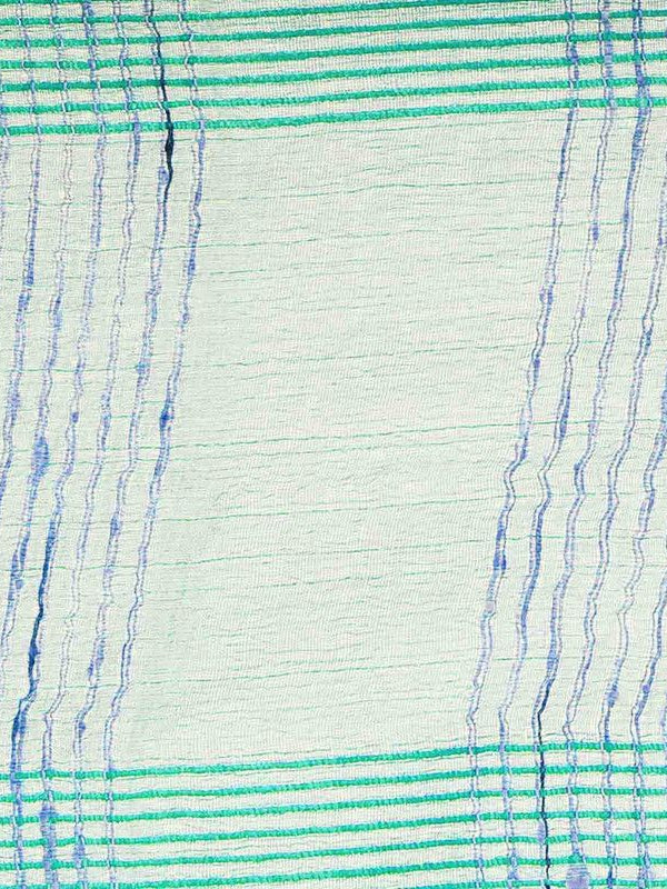 Capri Cyan women's Bhagalpuri Kota Doria Silk Semi Transparent Saree With Unstiched Blouse Piece - View 3