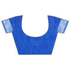Electric Blue & Azure Cyan women's Handloom Bhagalpuri Linen Blend Two Dye Saree With Running Unstitched Blouse Piece - View 7