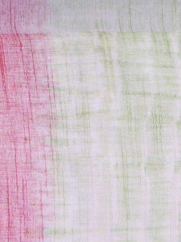 Red & Light Green women's Bhagalpuri Handloom Cotton Linen Slub Blend Tie Two Dye (Sibory Two Dye) Saree With Running Unstitched Blouse Piece - View 6