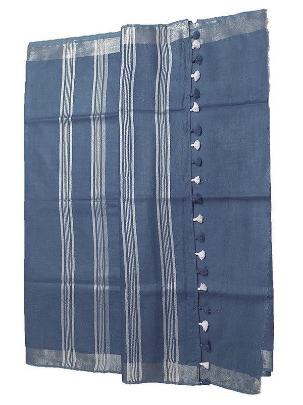Bhagalpuri Linen Cotton Blend Saree With Blouse Piece