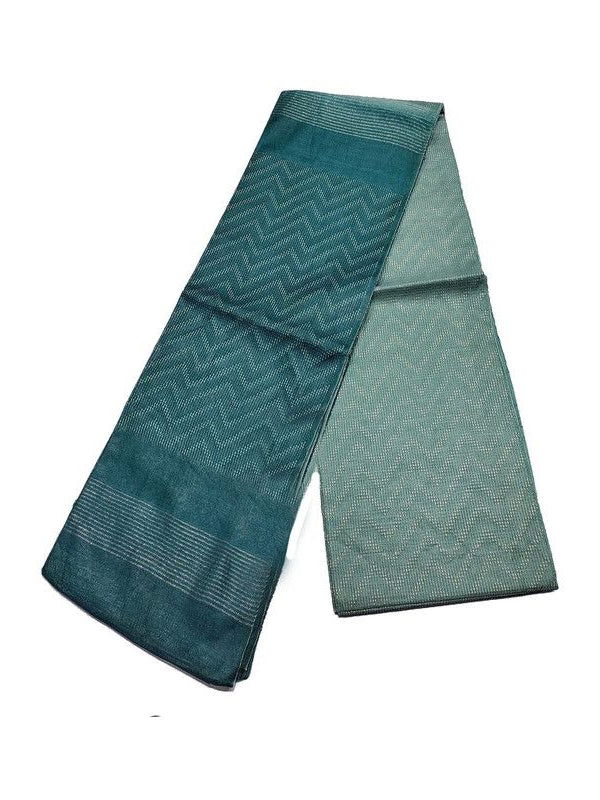 Handloom Semi Tussar Silk Two Dye Bhagalpuri Saree for women's with Striped Pallu (12504 Moonstone_Cyan & Sarke_Green)