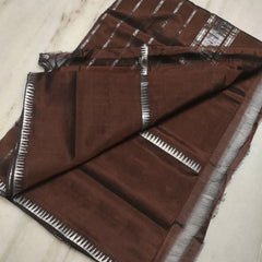 Cotton Handloom Mangalagiri Silk Saree with Temple Border (100204 Coffee_Brown)