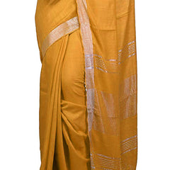 Marigold Yellow Bhagalpuri women's Handloom Linen Cotton Ethnic Wear Saree With Running Unstitched Blouse Piece - View 6