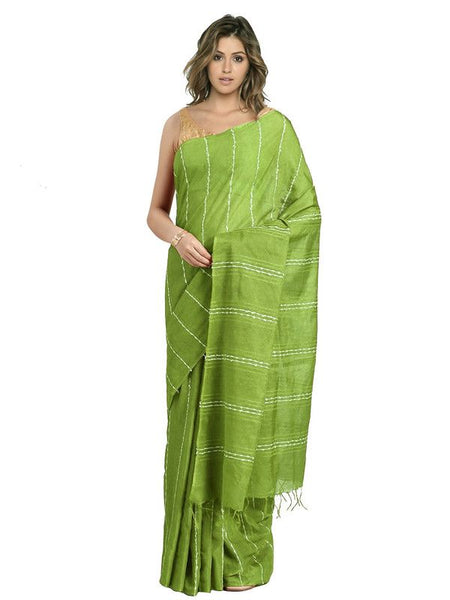 Green Bhagalpuri women's Kota Art Silk Saree With Blouse Piece