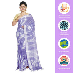 Ultra Violet women's Bhagalpuri Handloom Linen Blend Tie-Dye (Sibory Dye) Saree With Running Unstiched Blouse Piece - View 2