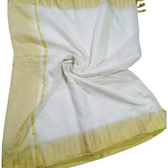 Gold women's Bhagalpuri Kota Viscous Temple Border White Saree And Variable Color Border With Blouse Piece