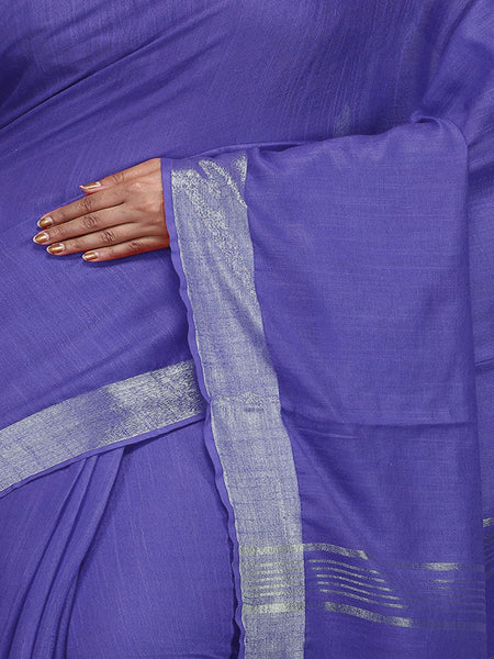 Slate Blue Bhagalpuri women's Handloom Linen Cotton Ethnic Wear Saree With Running Unstitched Blouse Piece - View 4