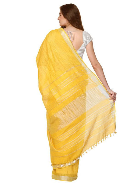 Bhagalpuri Handloom Linen Blend Saree And Variation Of Colors With Running Unstiched Blouse Piece - View 2