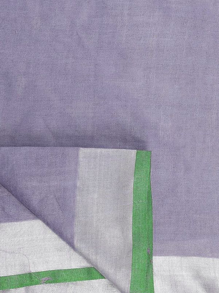 Pomp Violet women's Handloom Bhagalpuri Linen-Cotton Saree With Contrast Blouse Piece - View 4