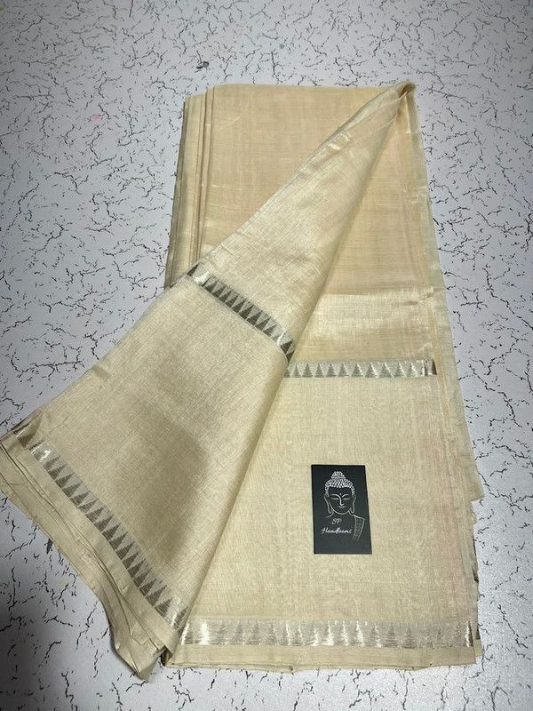 Cotton Handloom Mangalagiri Silk Saree with Temple Border (100228 Reef_Beige)