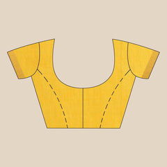 Coke Brown & Canary Yellow Bhaglpuri Munga Blend Handloom Tussar Saree with Blouse Piece - View 6