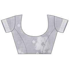 Grey women's Bhagalpuri Handloom Linen Blend Tie-Dye (Sibory Dye) Saree With Running Unstiched Blouse Piece - View 4