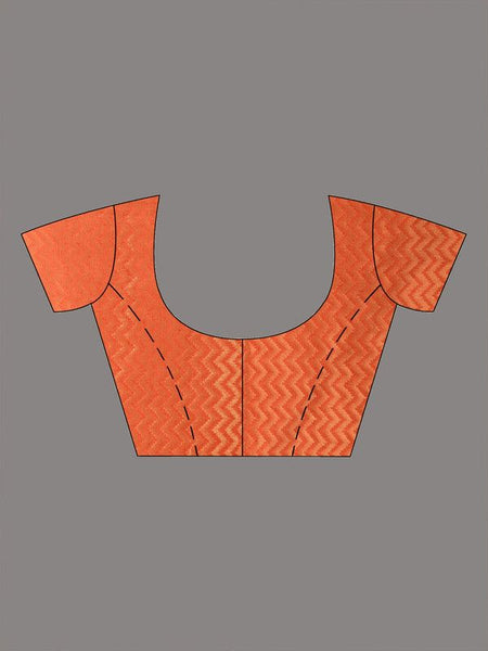 Zari Weaving Handloom Designer Bhagalpuri Saree (Rusty_Orange) - View 5