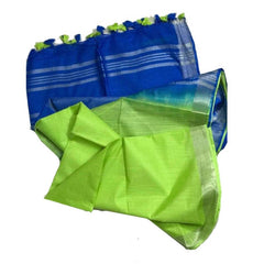 Cobalt Blue & Parrot Green women's Ethnic Wear Bhagalpuri Handloom Cotton Linen Blend Two Dye Saree With Running Unstitched Blouse Piece - View 3