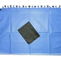 Neon Blue women's Bhagalpuri Blend Linen Saree With Black Pipin Contrast Blouse Piece - View 5