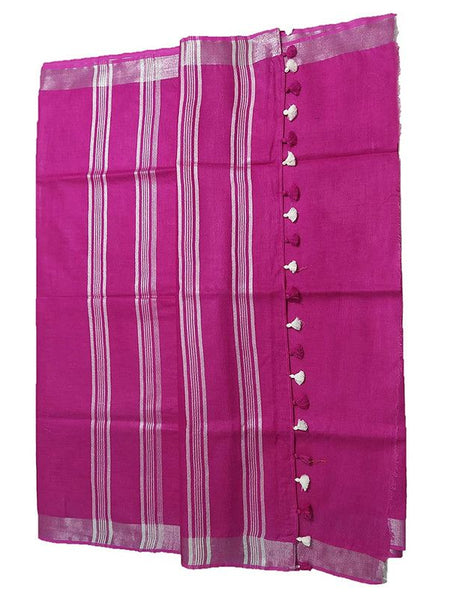 Telemagenta women's Bhagalpuri Linen Saree With Blouse Piece - View 4