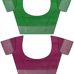 Pigment Green & Raspberry Pink women's Bhagalpuri Handloom Cotton-Linen Blend Saree Combo (Pack Of 2) With Running Unstiched Blouse Piece - View 2