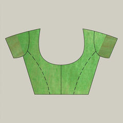 Munga Tussar Silk Blend Handloom Two Dye Saree with Blouse Piece(Red & Kelly_Green) - View 6