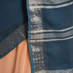 Bhagalpuri Handloom Linen Slub Blend Two Dye Saree With Running Unstitched Blouse Piece - View 2