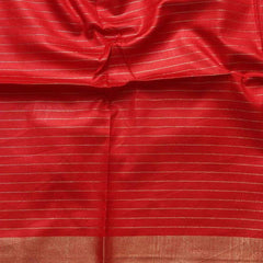 Linen Cotton Blend Handloom Check Saree with Gold Zari Border - View 7