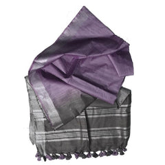 Ultra Violet & Grey women's Ethnic Wear Bhagalpuri Handloom Cotton Linen Blend Two Dye Saree With Running Unstitched Blouse Piece - View 2