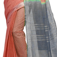 Handloom Bhagalpuri Cotton Linen Blend Two Dye Saree With Running Unstitched Blouse Piece - View 6