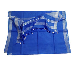 Celtic Blue women's Bhagalpuri Linen Blend Saree With Blouse Piece - View 4