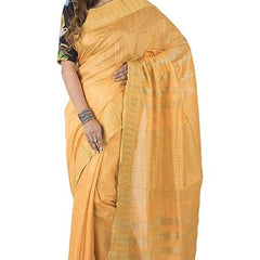 Yellow-Gold women's Bhagalpuri Handloom Kota Silk Temple Border Saree And Variation Of Colors With Striped Blouse Piece - View 5