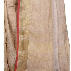 Brown-Red women's Handloom Bhagalpuri Cotton Linen Blend Saree Ethnic Wear With Contrast Unstitched Blouse Piece - View 3