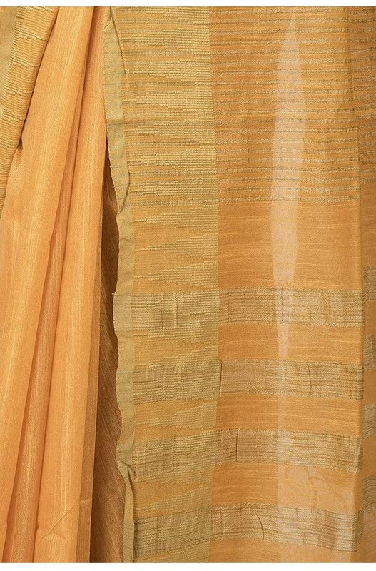 Yellow-Gold women's Bhagalpuri Handloom Kota Silk Temple Border Saree And Variation Of Colors With Striped Blouse Piece - View 4