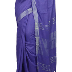 Slate Blue Bhagalpuri women's Handloom Linen Cotton Ethnic Wear Saree With Running Unstitched Blouse Piece - View 5