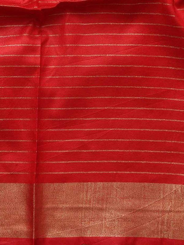 Handloom Bhagalpuri Linen Cotton Blend Contrast Check Saree - View 7
