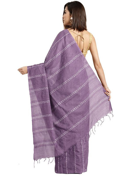 Pomp Violet Bhagalpuri women's Kota Art Silk Saree With Blouse Piece - View 2