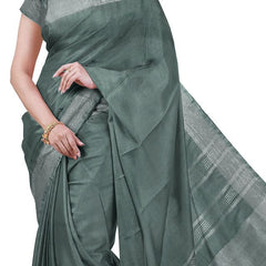 Hookers' Green & Raspberry Pink women's Bhagalpuri Handloom Cotton-Linen Blend Saree Combo (Pack Of 2) With Running Unstiched Blouse Piece - View 3