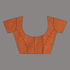 semi Tussar Silk Two Handloom Saree with Blouse Piece (Muddy_Beige & Brownish_Orange) - View 6