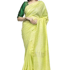 Art Silk Handloom Bhagalpuri Striped Kota Saree (Lime_Green)