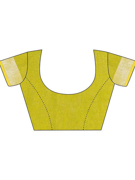 women's Bhagalpuri Handloom Linen Slub Blend Two Dye Saree With Running Unstitched Blouse Piece - View 4