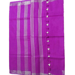 Phlox Purple women's Bhagalpuri Linen Saree With Blouse Piece